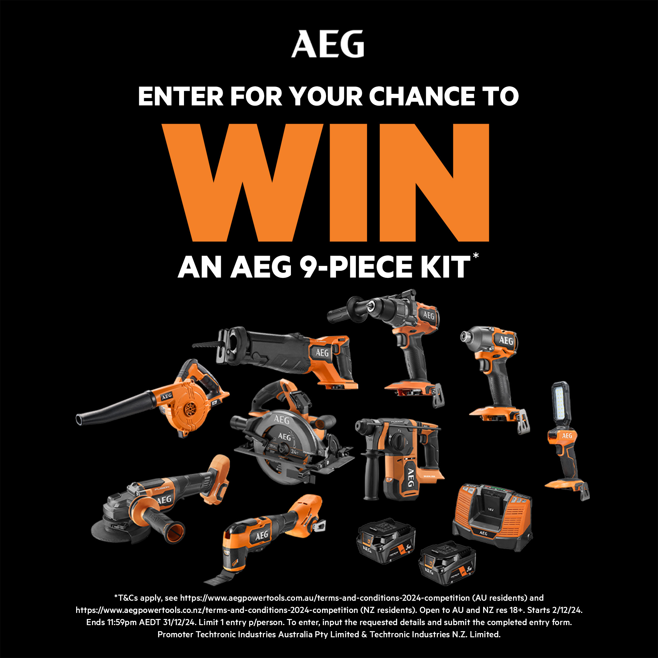 Enter for your chance to WIN an AEG 9-Piece Kit